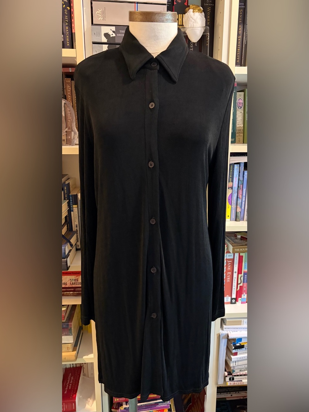 Vintage Black Slinky Button Down Dress by Citi Dress runs small